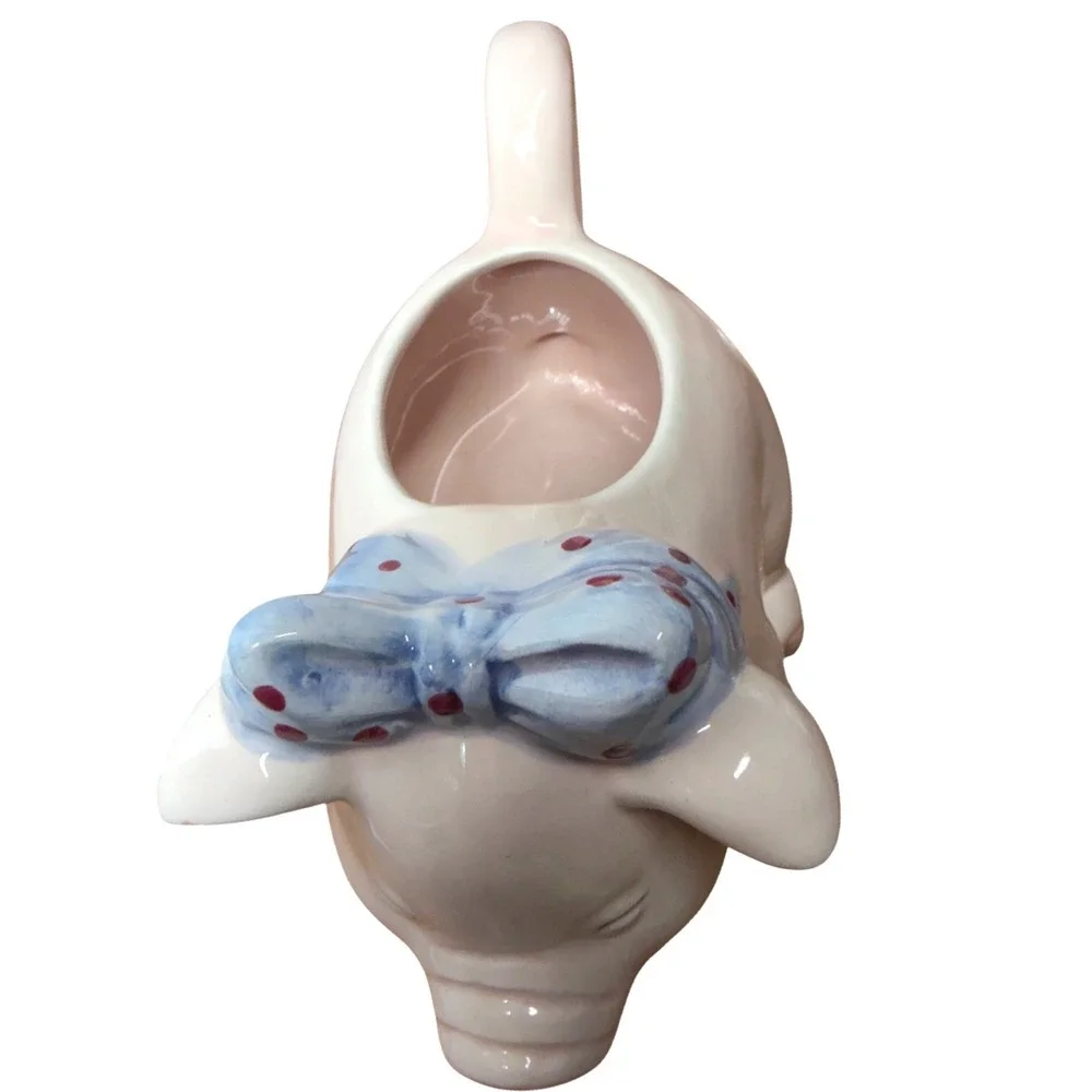 Vintage Pig Creamer and Sugar Bowl Set‎ Pink Ceramic Polka Dot Bows Farmhouse